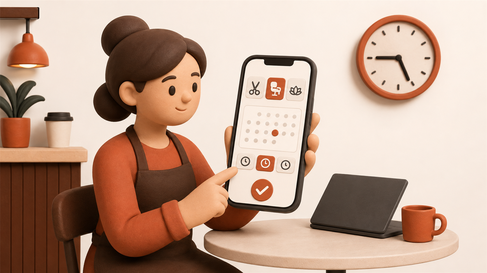 A customer choosing a service, date, and time on a mobile booking website